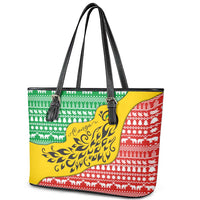 Congo Christmas Leather Tote Bag with Tribal Tree Design Coat of Arms and Animal Pattern - Wonder Print Shop