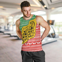 Congo Christmas Men Tank Top with Tribal Tree Design Coat of Arms and Animal Pattern - Wonder Print Shop