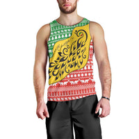 Congo Christmas Men Tank Top with Tribal Tree Design Coat of Arms and Animal Pattern - Wonder Print Shop