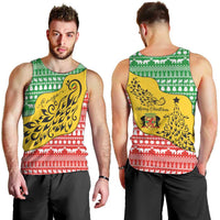 Congo Christmas Men Tank Top with Tribal Tree Design Coat of Arms and Animal Pattern - Wonder Print Shop