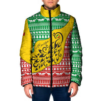 Congo Christmas Padded Jacket with Tribal Tree Design Coat of Arms and Animal Pattern - Wonder Print Shop