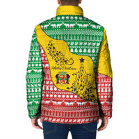 Congo Christmas Padded Jacket with Tribal Tree Design Coat of Arms and Animal Pattern - Wonder Print Shop