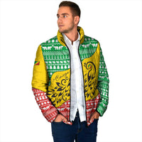 Congo Christmas Padded Jacket with Tribal Tree Design Coat of Arms and Animal Pattern - Wonder Print Shop
