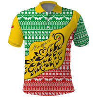 Congo Christmas Polo Shirt with Tribal Tree Design Coat of Arms and Animal Pattern - Wonder Print Shop