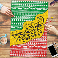 Congo Christmas Puzzle with Tribal Tree Design Coat of Arms and Animal Pattern - Wonder Print Shop