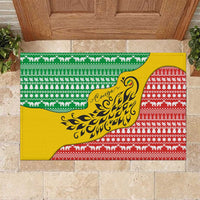 Congo Christmas Rubber Doormat with Tribal Tree Design Coat of Arms and Animal Pattern - Wonder Print Shop
