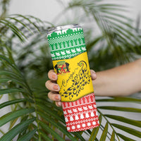 Congo Christmas Skinny Tumbler with Tribal Tree Design Coat of Arms and Animal Pattern - Wonder Print Shop