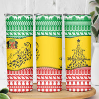 Congo Christmas Skinny Tumbler with Tribal Tree Design Coat of Arms and Animal Pattern - Wonder Print Shop