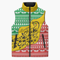 Congo Christmas Sleeveless Puffer Jacket with Tribal Tree Design Coat of Arms and Animal Pattern - Wonder Print Shop