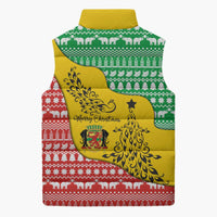 Congo Christmas Sleeveless Puffer Jacket with Tribal Tree Design Coat of Arms and Animal Pattern - Wonder Print Shop