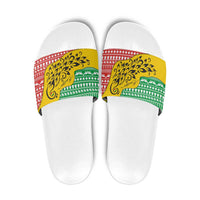 Congo Christmas Slide Sandals with Tribal Tree Design Coat of Arms and Animal Pattern - Wonder Print Shop