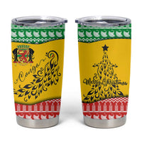 Congo Christmas Tumbler Cup with Tribal Tree Design Coat of Arms and Animal Pattern - Wonder Print Shop