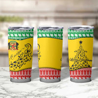 Congo Christmas Tumbler Cup with Tribal Tree Design Coat of Arms and Animal Pattern - Wonder Print Shop