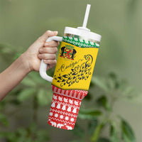 Congo Christmas Tumbler With Handle with Tribal Tree Design Coat of Arms and Animal Pattern - Wonder Print Shop