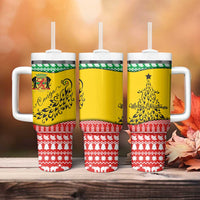 Congo Christmas Tumbler With Handle with Tribal Tree Design Coat of Arms and Animal Pattern - Wonder Print Shop