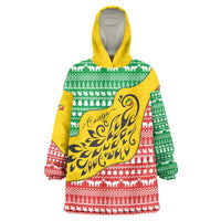 Congo Christmas Wearable Blanket Hoodie with Tribal Tree Design Coat of Arms and Animal Pattern - Wonder Print Shop
