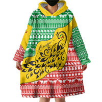 Congo Christmas Wearable Blanket Hoodie with Tribal Tree Design Coat of Arms and Animal Pattern - Wonder Print Shop