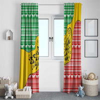 Congo Christmas Window Curtain with Tribal Tree Design Coat of Arms and Animal Pattern - Wonder Print Shop