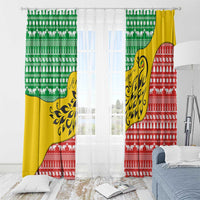 Congo Christmas Window Curtain with Tribal Tree Design Coat of Arms and Animal Pattern - Wonder Print Shop