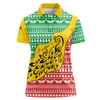 Congo Christmas Women Polo Shirt with Tribal Tree Design Coat of Arms and Animal Pattern - Wonder Print Shop