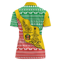 Congo Christmas Women Polo Shirt with Tribal Tree Design Coat of Arms and Animal Pattern - Wonder Print Shop