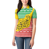 Congo Christmas Women Polo Shirt with Tribal Tree Design Coat of Arms and Animal Pattern - Wonder Print Shop