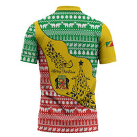 Congo Christmas Zipper Polo Shirt with Tribal Tree Design Coat of Arms and Animal Pattern - Wonder Print Shop