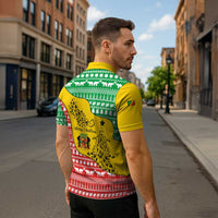 Congo Christmas Zipper Polo Shirt with Tribal Tree Design Coat of Arms and Animal Pattern - Wonder Print Shop