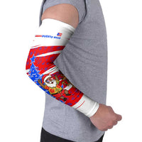 Puerto Rico Christmas Arm Sleeves with Dancing Santa Reindeer Blue Tree and Festive Flag Design - Wonder Print Shop
