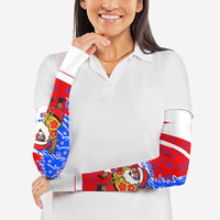 Puerto Rico Christmas Arm Sleeves with Dancing Santa Reindeer Blue Tree and Festive Flag Design - Wonder Print Shop