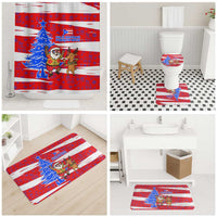 Puerto Rico Christmas Bathroom Set with Dancing Santa Reindeer Blue Tree and Festive Flag Design - Wonder Print Shop