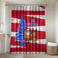 Puerto Rico Christmas Bathroom Set with Dancing Santa Reindeer Blue Tree and Festive Flag Design - Wonder Print Shop