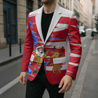 Puerto Rico Christmas Blazer with Dancing Santa Reindeer Blue Tree and Festive Flag Design - Wonder Print Shop