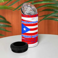 Puerto Rico Christmas 4 in 1 Can Cooler Tumbler with Dancing Santa Reindeer Blue Tree and Festive Flag Design - Wonder Print Shop