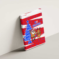 Puerto Rico Christmas Canvas Wall Art with Dancing Santa Reindeer Blue Tree and Festive Flag Design - Wonder Print Shop