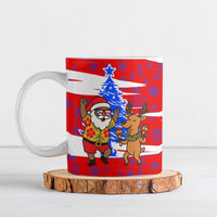Puerto Rico Christmas Ceramic Mug with Dancing Santa Reindeer Blue Tree and Festive Flag Design - Wonder Print Shop