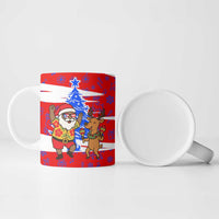 Puerto Rico Christmas Ceramic Mug with Dancing Santa Reindeer Blue Tree and Festive Flag Design - Wonder Print Shop
