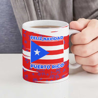 Puerto Rico Christmas Ceramic Mug with Dancing Santa Reindeer Blue Tree and Festive Flag Design - Wonder Print Shop
