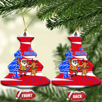 Puerto Rico Christmas Ceramic Ornament with Dancing Santa Reindeer Blue Tree and Festive Flag Design - Wonder Print Shop