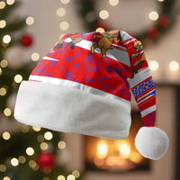 Puerto Rico Christmas Santa Hat with Dancing Santa Reindeer Blue Tree and Festive Flag Design - Wonder Print Shop