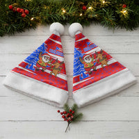 Puerto Rico Christmas Santa Hat with Dancing Santa Reindeer Blue Tree and Festive Flag Design - Wonder Print Shop
