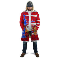 Puerto Rico Christmas Cloak with Dancing Santa Reindeer Blue Tree and Festive Flag Design - Wonder Print Shop