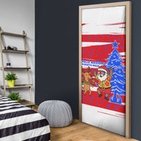 Puerto Rico Christmas Door Cover with Dancing Santa Reindeer Blue Tree and Festive Flag Design - Wonder Print Shop