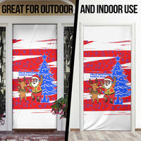 Puerto Rico Christmas Door Cover with Dancing Santa Reindeer Blue Tree and Festive Flag Design - Wonder Print Shop
