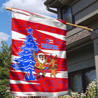 Puerto Rico Christmas Garden Flag with Dancing Santa Reindeer Blue Tree and Festive Flag Design - Wonder Print Shop