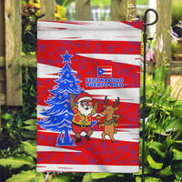 Puerto Rico Christmas Garden Flag with Dancing Santa Reindeer Blue Tree and Festive Flag Design - Wonder Print Shop