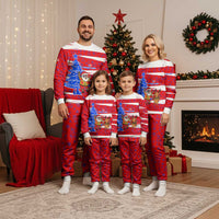 Puerto Rico Christmas Pajama Set with Dancing Santa Reindeer Blue Tree and Festive Flag Design - Wonder Print Shop