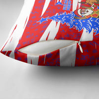 Puerto Rico Christmas Pillow Cover with Dancing Santa Reindeer Blue Tree and Festive Flag Design - Wonder Print Shop