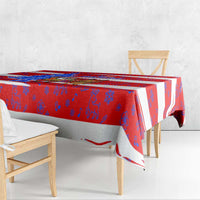 Puerto Rico Christmas Tablecloth with Dancing Santa Reindeer Blue Tree and Festive Flag Design - Wonder Print Shop