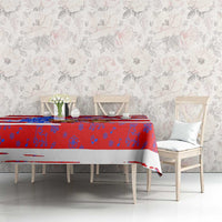 Puerto Rico Christmas Tablecloth with Dancing Santa Reindeer Blue Tree and Festive Flag Design - Wonder Print Shop